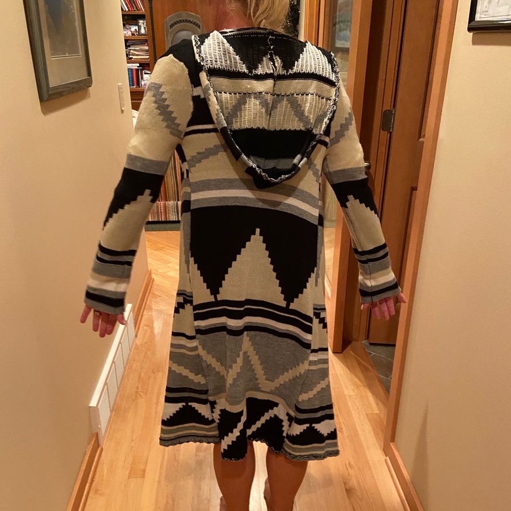 Printed Knit Duster Sweater